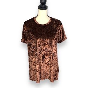 Sign Here Signature Clothing Brown Velvet Short Sleeve T Shirt Size M/L